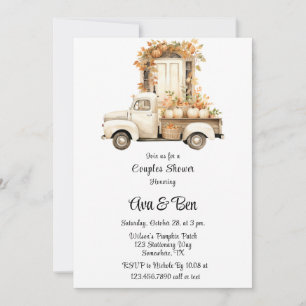 Invitation Camion vintage avec Citrouille Mariage Couples Dou