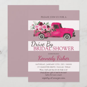 Invitation Camion vintage Pink Pickup avec douche nuptiale ro