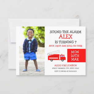 Invitation Camionnette photo Cube White & Red Kids Anniversai