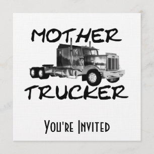 INVITATION CAMIONNEUR DE MÈRE - NOIR ET BLANC