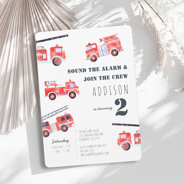 Invitation Camions à feu Boy 2e anniversaire (Créateur téléchargé)