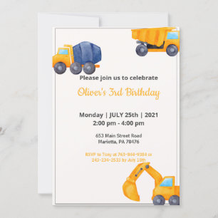 Invitation Camions de construction   Année en révision Annive
