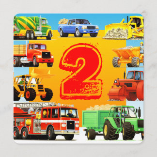Invitation Camions de construction de jouets pour enfants 2e 