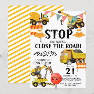 Invitation Camions de construction Parti Anniversaire de en