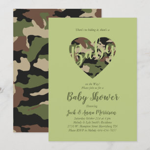 Invitation Camo Baby shower Camouflage Pays Chasseur