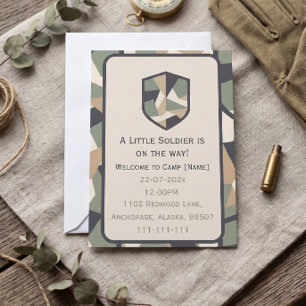 Invitation Camo Militaire Géométrique Moderne
