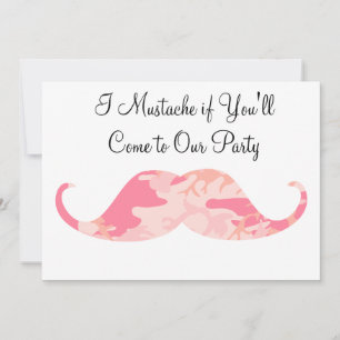 Invitation Camo Rose Mustache - Je Moustache si tu vas faire