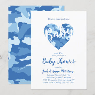 Invitation Camouflage du Baby shower de Camouflage bleu Count