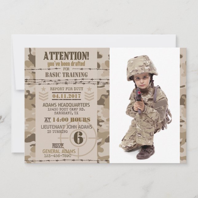 Invitation Camouflage du désert de l'armée Anniversaire milit (Devant)