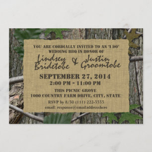 Invitation Camouflage et Burlap I Do Barbecue