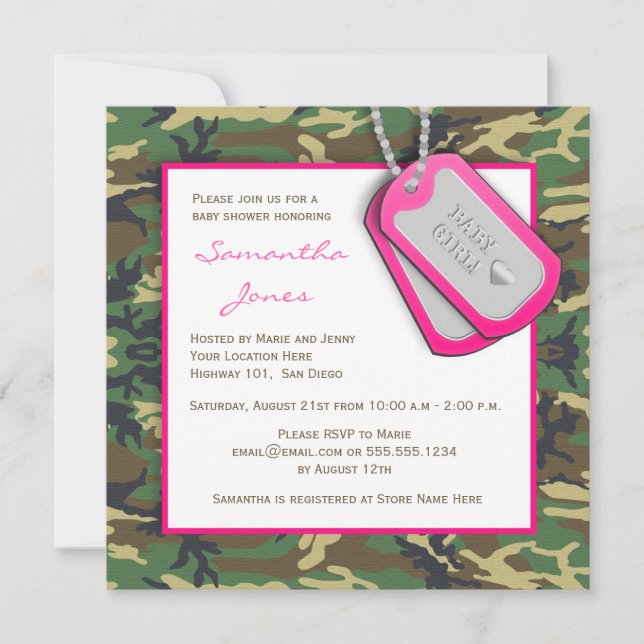 Invitation Camouflage/invitation de douche bébé de Camo (Devant)