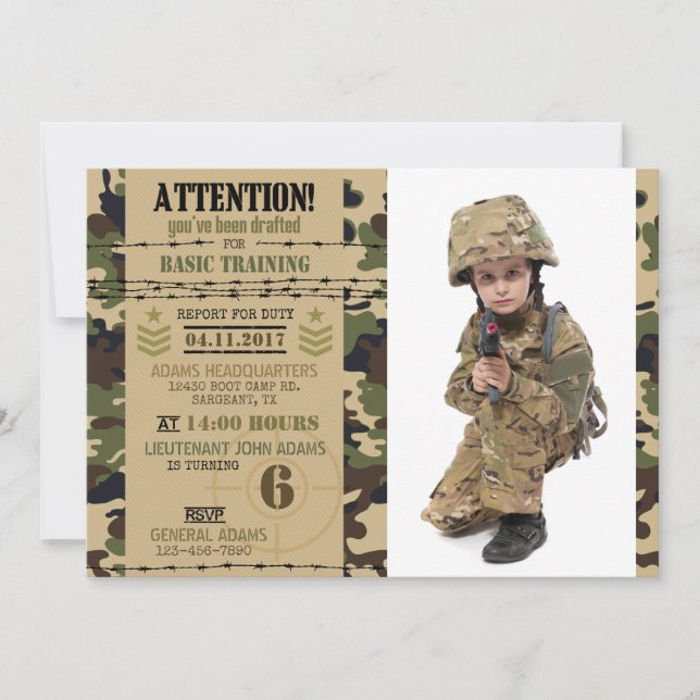 Invitation Camouflage militaire de Woodland de l'Armée (Devant)