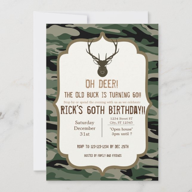 Invitation Camouflage - Oh cerf - Le vieux buck se retourne (Devant)