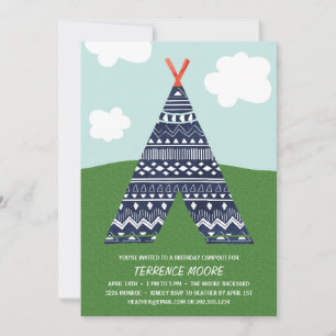 Invitation Camout Cute   Boys fête d'anniversaire