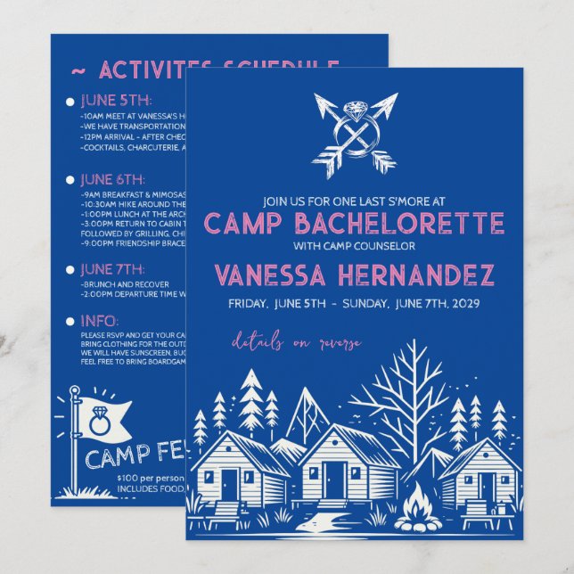 Invitation Camp Bachelorette (Devant / Derrière)