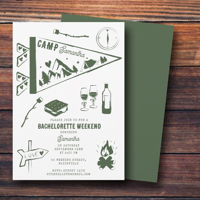 Invitation Camp Bachelorette Party Camping Bach Weekend (Camp Bachelorette Party Camping Bach Weekend Invitation)