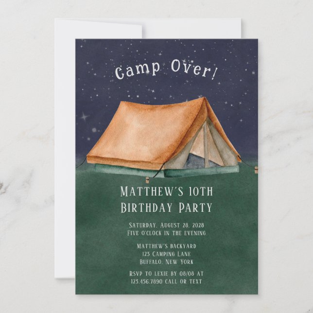 Invitation Camp branché au-dessus du sommeil au-dessus du gar (Devant)