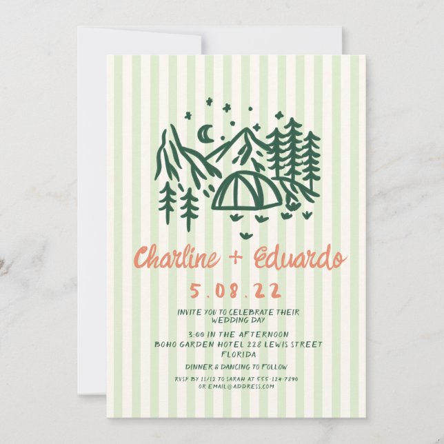 Invitation Camp Nature Scribble Mariage dessiné à la main (Devant)