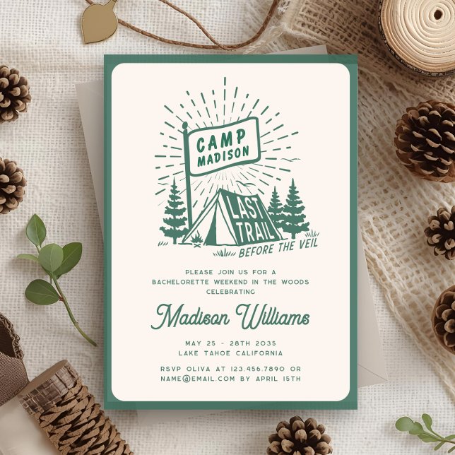 Invitation Camp Rétro Bachelorette Girls Glamping Week-end (Créateur téléchargé)
