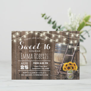 Invitation Campagne Grange Bois Tournesol Jar Rustique Sweet 