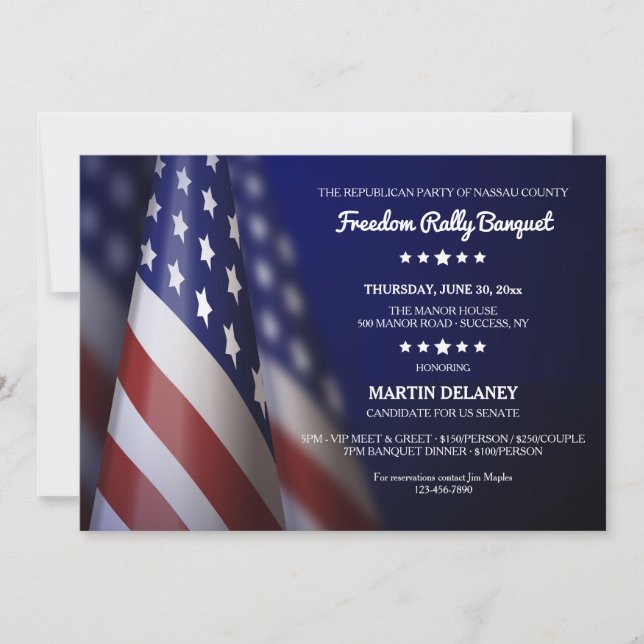 Invitation Campagne politique du drapeau américain collecte d (Devant)