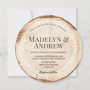 Invitation Campagne Romantique Rustique Mariage Bois écorce