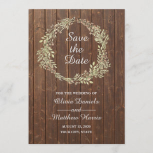 Invitation Campagne rustique. Église en bois de mariage Enreg