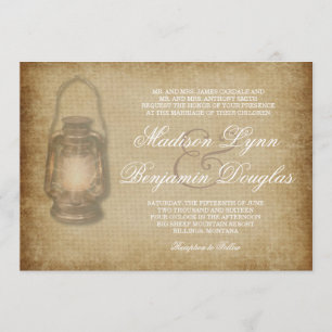 Invitation Campagne Rustique Lanterne Vintage Mariage Invitat