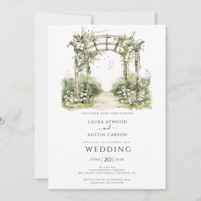 Invitation Campagne verdure Jardin d'été Mariage (Devant)