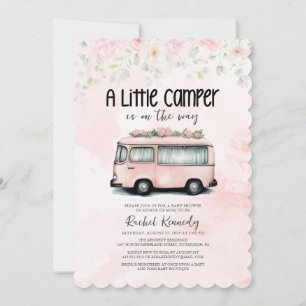 Invitation Camper Rétro Rose Un Petit Baby shower Camper