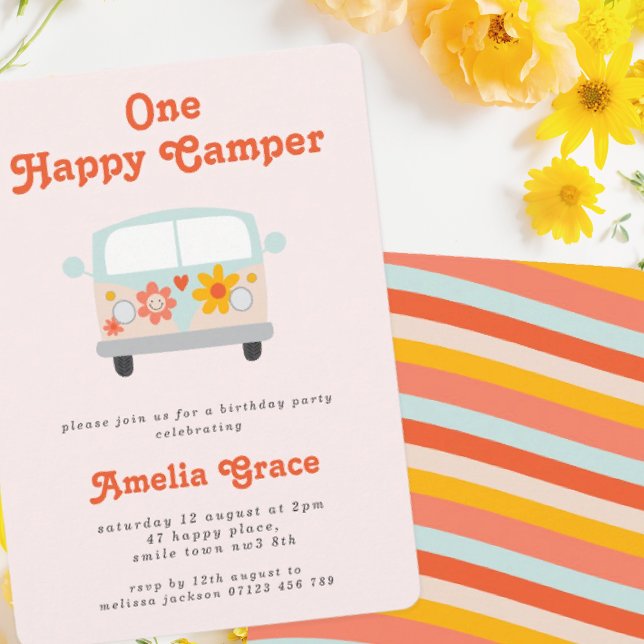 Invitation Camper Van Girls super 1er anniversaire (Créateur téléchargé)