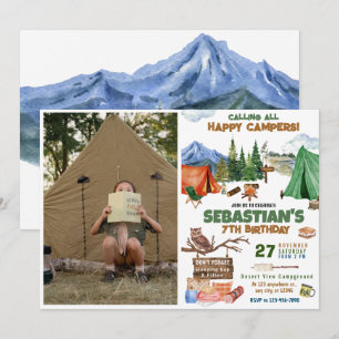 Invitation Camping Anniversaire Fête Enfants modernes