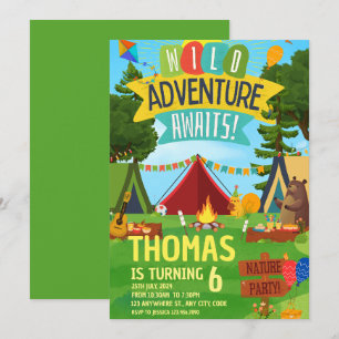 Invitation Camping Anniversaire Fête Enfants modernes Invitat