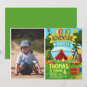 Invitation Camping Anniversaire Fête Enfants modernes Invitat