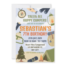 Camping Anniversaire Fête Enfants modernes Invitat