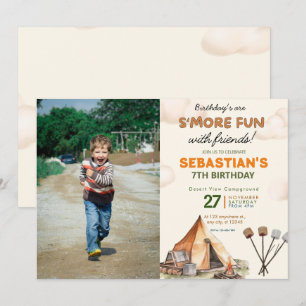 Invitation Camping Anniversaire Fête Enfants modernes Photo