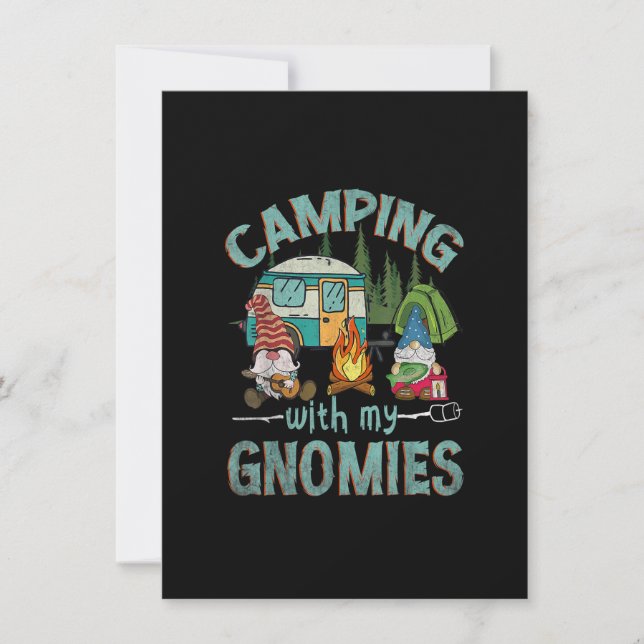 Invitation Camping avec mes Gnomies Drôle de camp de gnome fe (Devant)