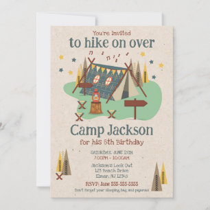 Invitation Camping Aventure de Plein Air Campée Anniversaire