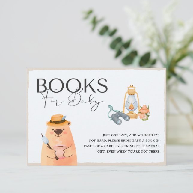 Invitation Camping Bear Baby showers Livres Pour Baby Card (Debout devant)
