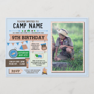 Invitation CAMPING Camp Out Photo ANNIVERSAIRE FÊTE garçons i