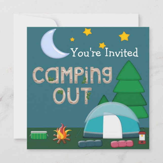 Invitation Camping dehors et vous êtes invité (Devant)