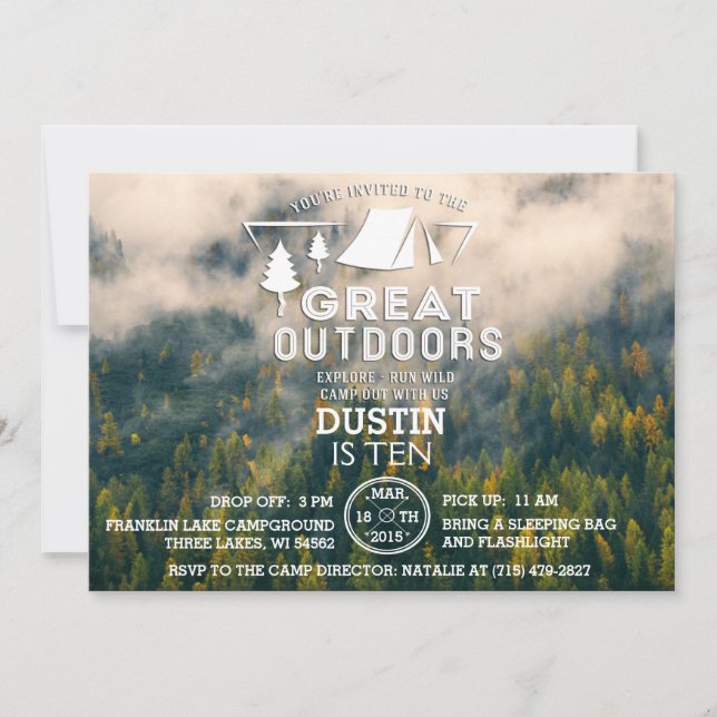 Invitation Camping en plein air (Devant)