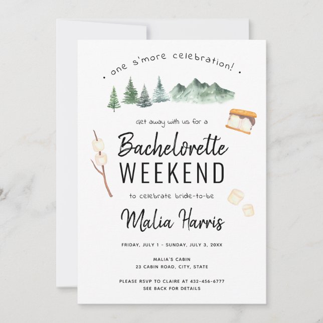 Invitation Camping extérieur Bachelorette Week-end Itinéraire (Devant)