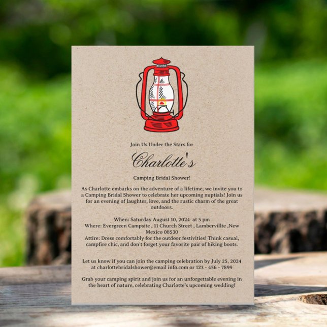 Invitation Camping Glamping Hurricane lanterne Fête des marié (Créateur téléchargé)
