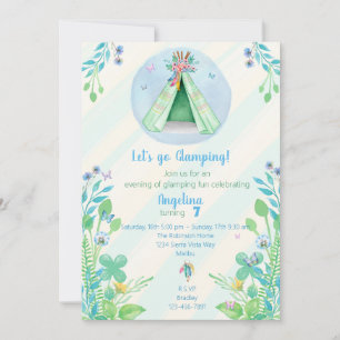 Invitation Camping Glamping Tente Verte Slepover À L'Extérieu