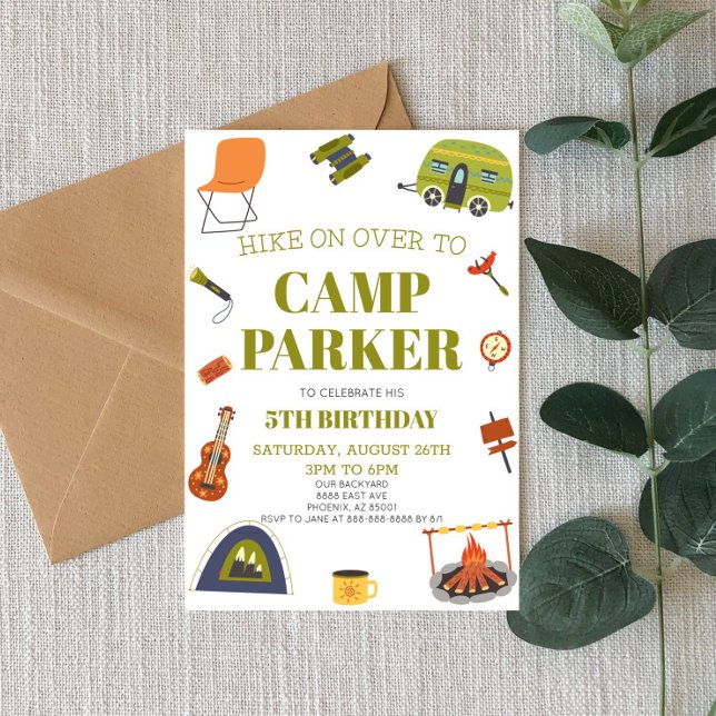Invitation Camping Happy Camper Anniversaire Fête (Créateur téléchargé)