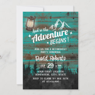 Invitation Camping Mountain Adventure Rustique Retraite Turqu