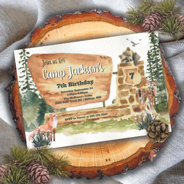 Invitation Camping Parc national du Woodland Anniversaire (Créateur téléchargé)