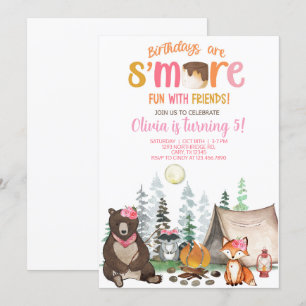 Invitation Camping plus fun fille anniversaire invitation. in