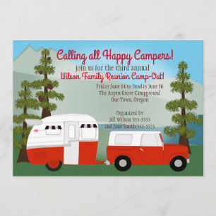 Invitation Camping Red Trailer